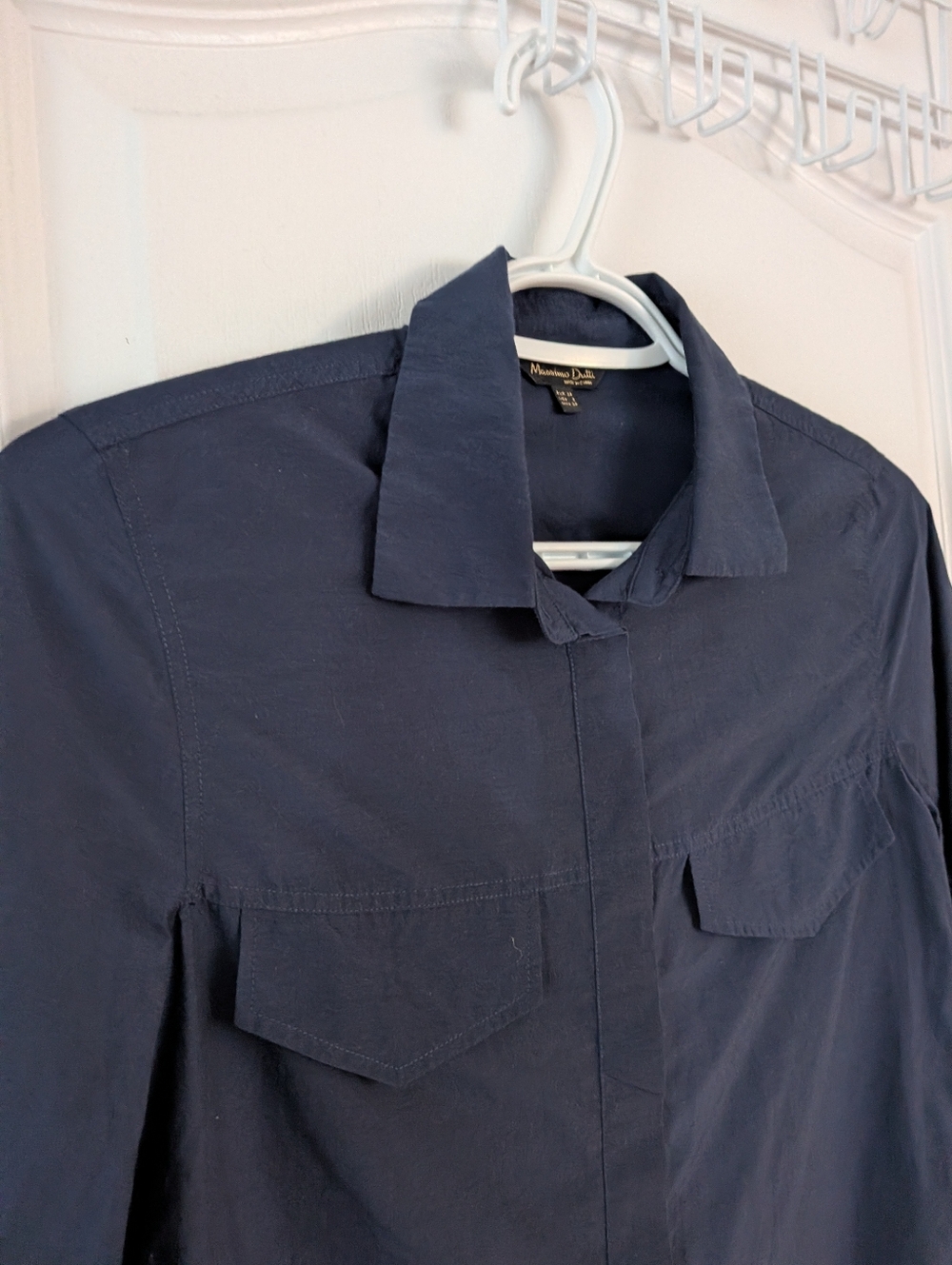 Massimo Dutti cotton Silk button down shirt navy blue size 2 xs - Picture 8 of 10